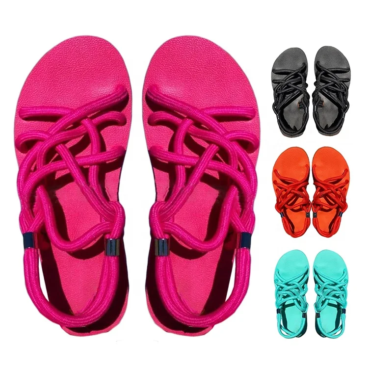 

Hot New Fashion Plus Size Cross Straps EVA Sole Beach Flat Sandals Hemp Rope Slippers