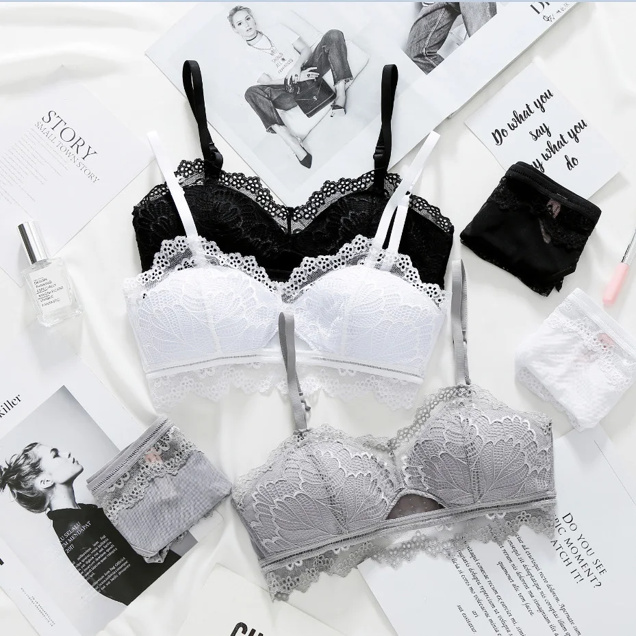 

Fashion style sexy hot girls cute lingerie set push up women floral lace bra and panties