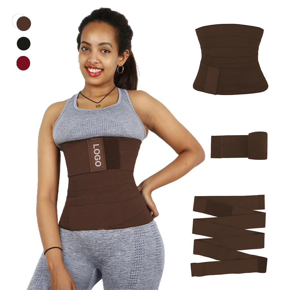 

Nanbin Custom Logo Fitness Plus Size Brown Belly Tummy Control Women Sports Body Shapers Elastic Bandage Wrap Waist Trainer Belt, Black/brown/red