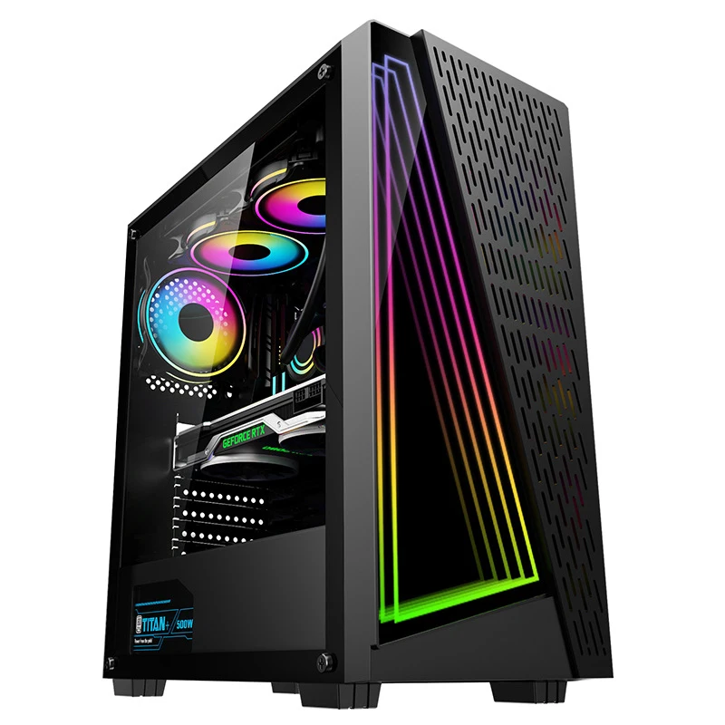 

2023 Hot Sale Factory OEM Custom Radiator Computer Cases Double Sided Glass Gaming Tempered Glass Mesh Pc Case Full Tower