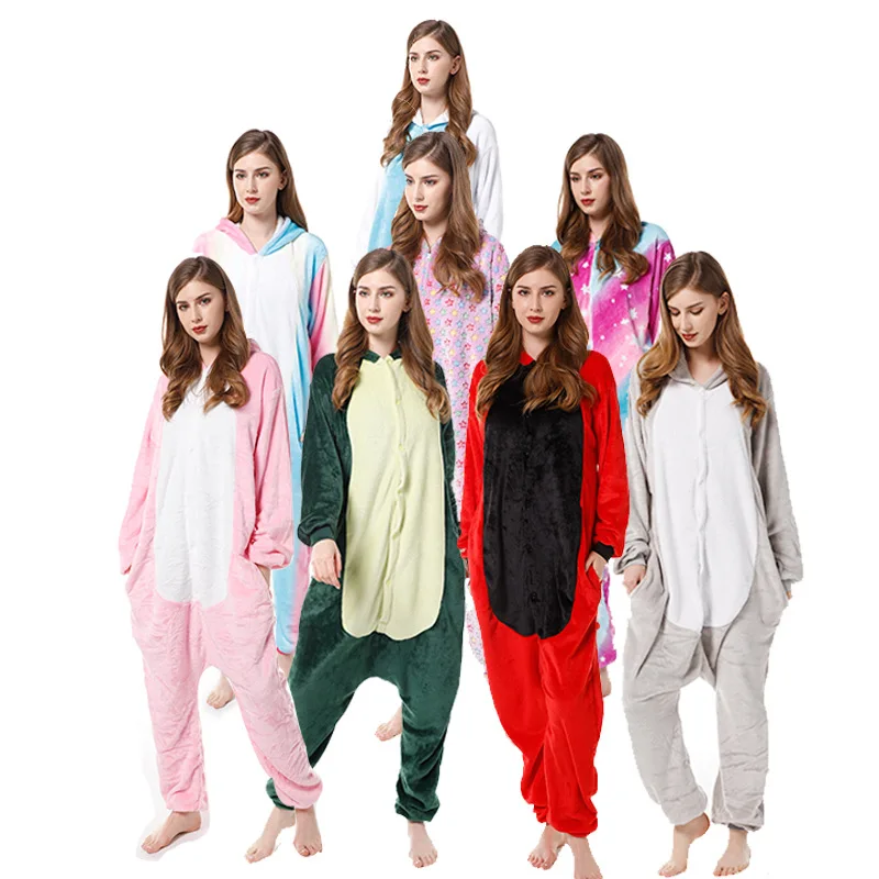 

Cartoon animal sleepwear dinosaur unicorn flannel Pijama Couples parent-child home service coral fleece one-piece pajamas, Customized color
