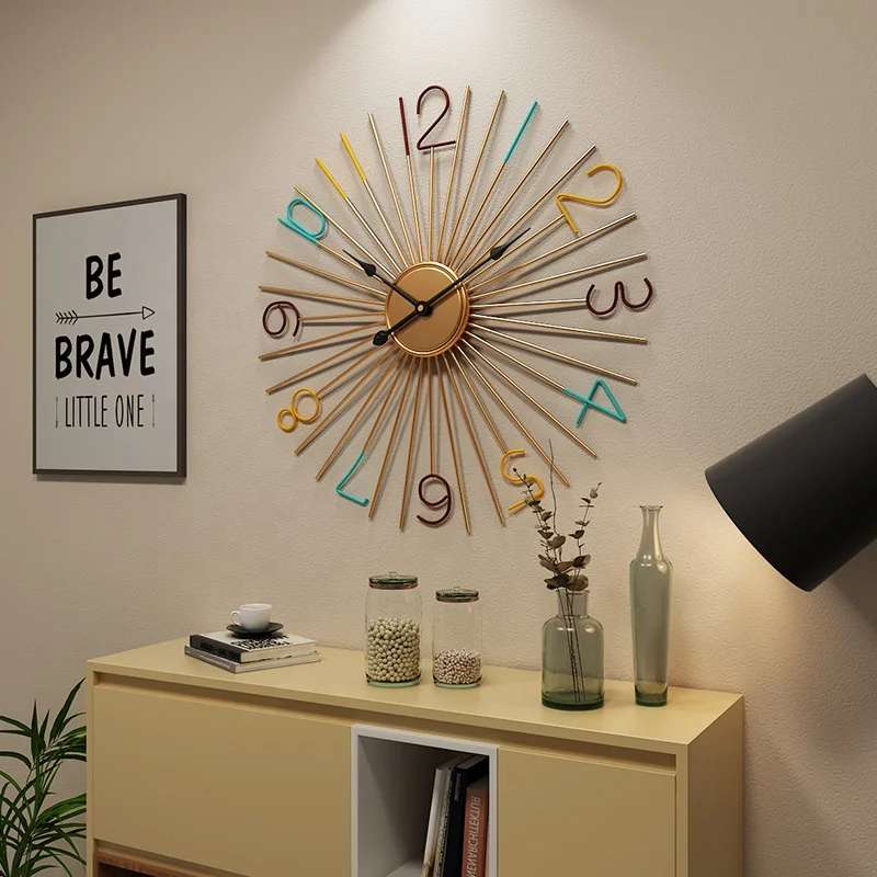 

Amazon Wholesale Hot Selling Modern Fashion Colorful Personality Creative Metal Wall Clock for Living Room