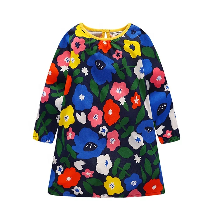 

Autumn new European And American Kids Clothing Knitted Stretch Girls Dress Long-Sleeved Dinosaur Girls Dress, Picture color