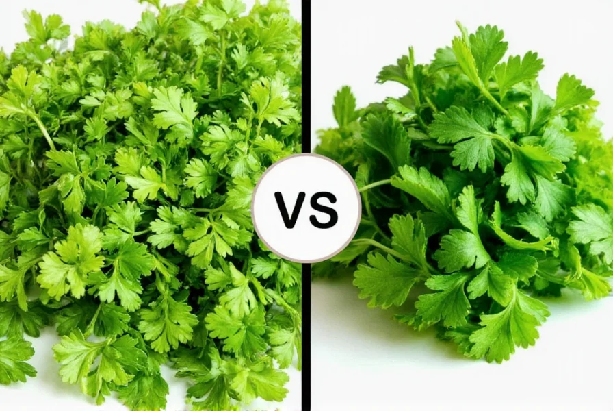 Parsley and Cilantro Side by Side