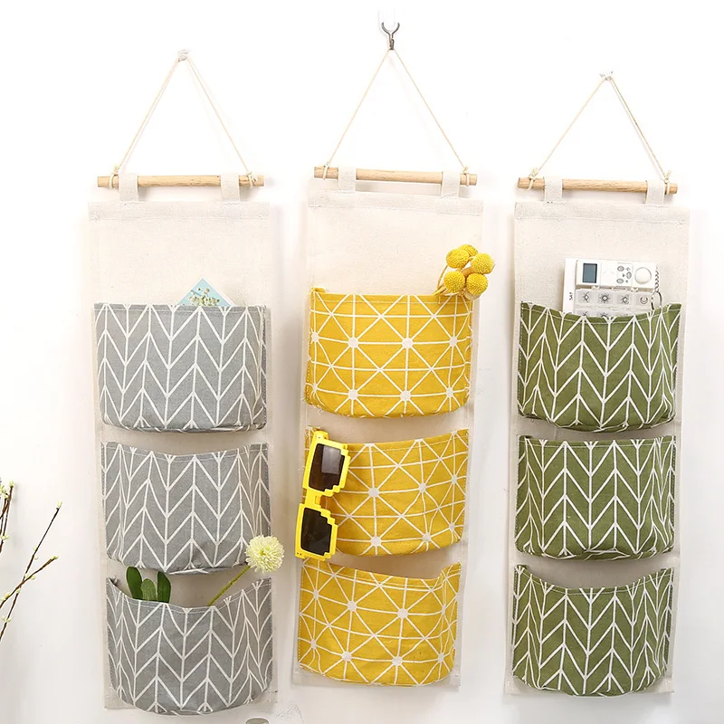 

waterproof cotton and linen hanging store bags,Ready to ship Door back storage hanging bags 67*20cm, Picture