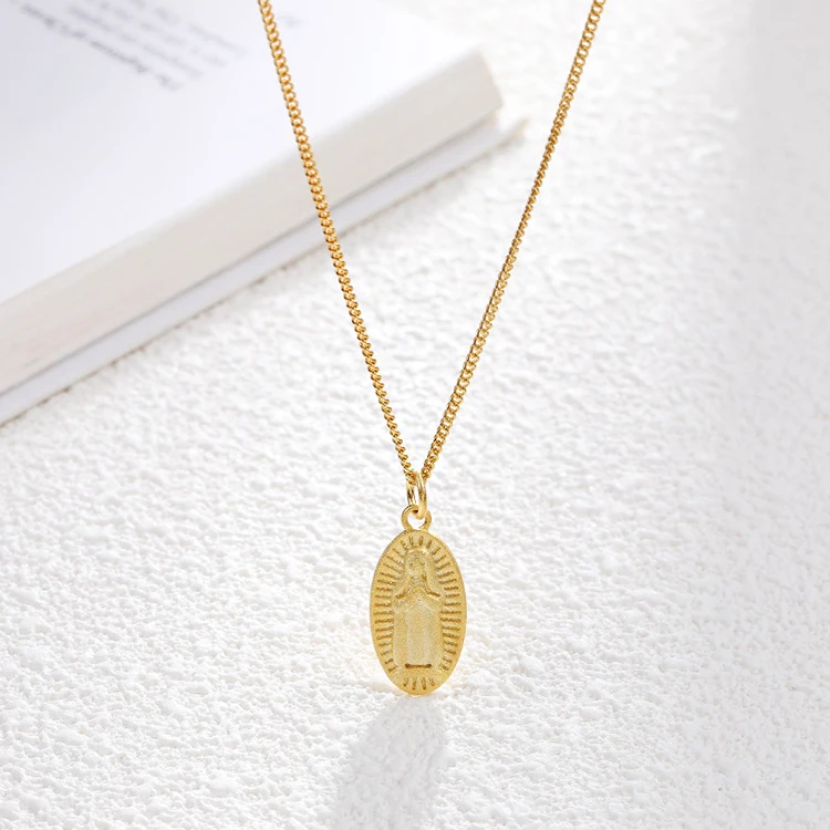 

S925 Sterling Silver Jewelry Virgin Mary Necklace Jesuit Pendant Female European and American Fashion New Product, Picture shows