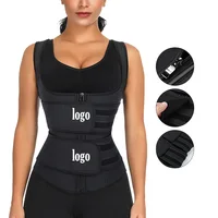 

In Stock Oem Logo High Compression Double Belt Women Slimming Tummy Control Latex Waist Trainer Vest