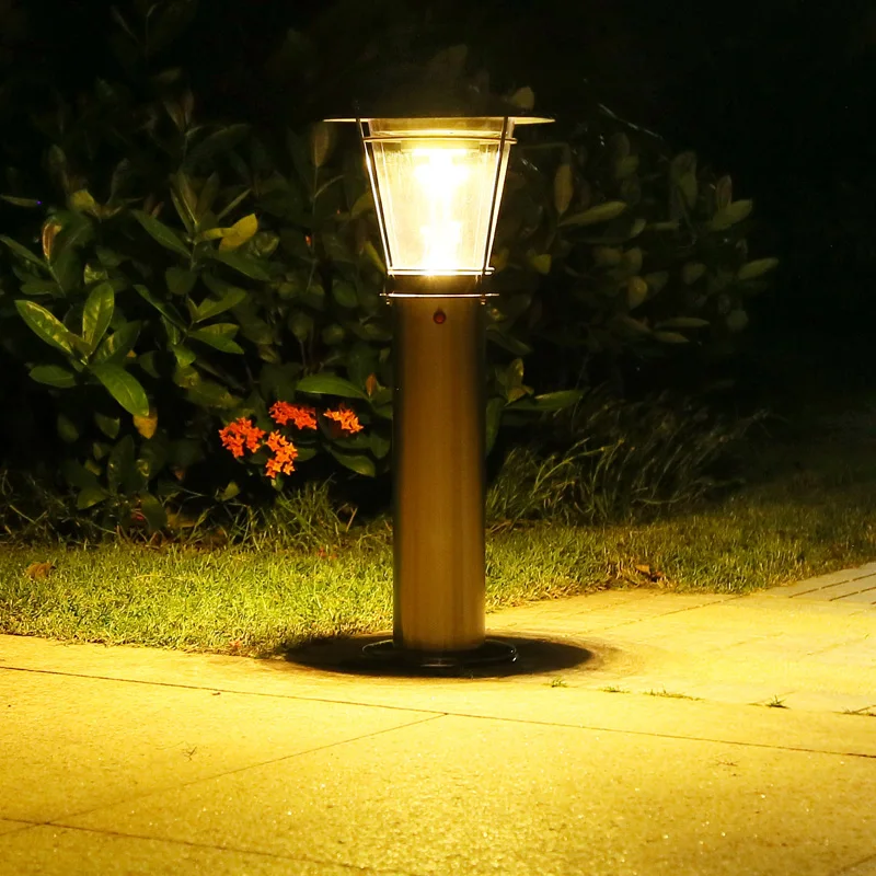 30CM 60CM Modern Design 2W IP55 Stainless Steel Outdoor Bollard Light Led Garden Solar Light For Pathway Lawn
