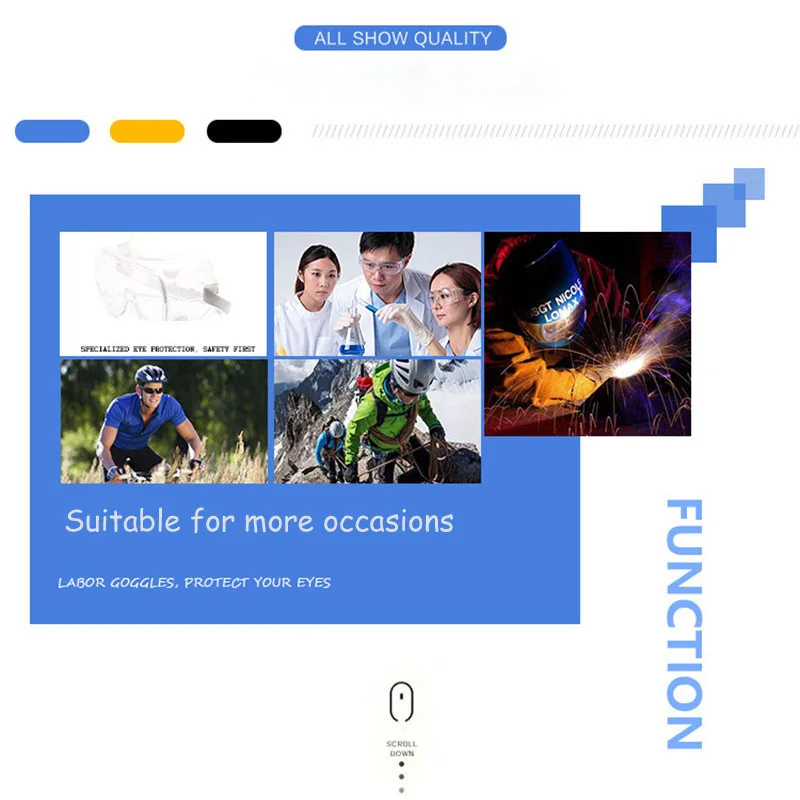 
Splash Resistant Lens Breathable Valves Anti-Fog Safety Glasses, Over-Glasses with Soft Nose Piece 