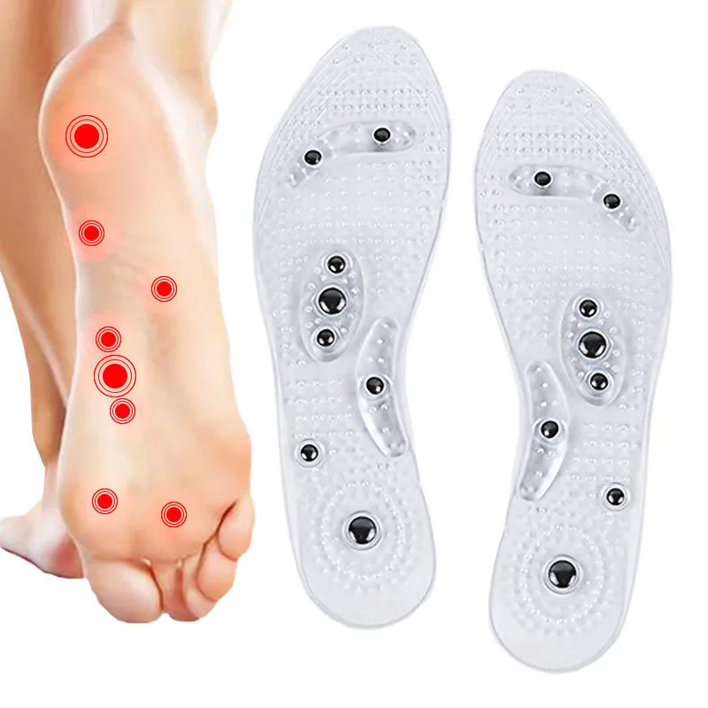 

Factory direct free cutting acupuncture magnetic massage shoe insole, Blue, transparent