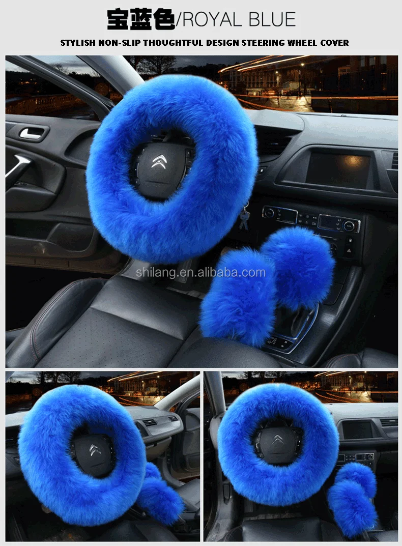 SC025 Superior furry steering wheel cover fur steering warm cover