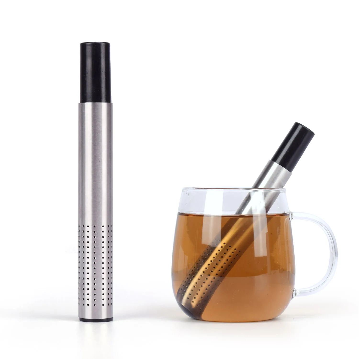 

Factory Wholesales Pipe Designed Stainless Steel Tea Infuser Stick, Black/pink/sky blue