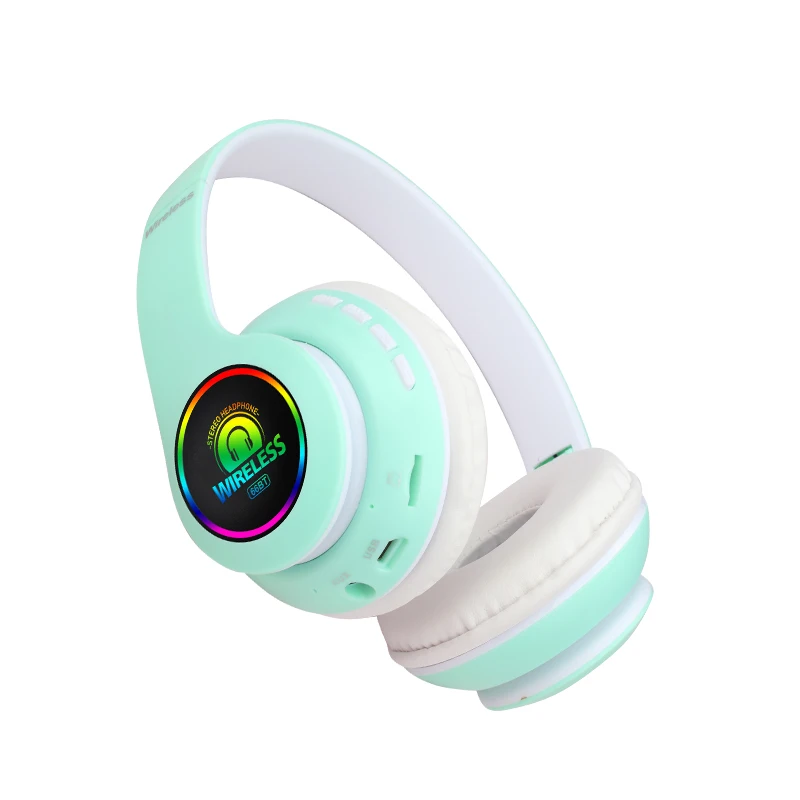 

2020 Amazon eBay Hot sell color led light headphones BT5.0 wireless hands free changing color headset