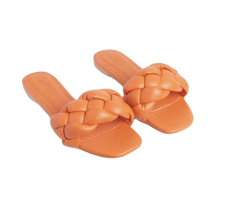 

Manufacturers wholesale ladies simple fashion slippers PU vamp and TPR outsole outdoor sandals, Black,orange,apricot