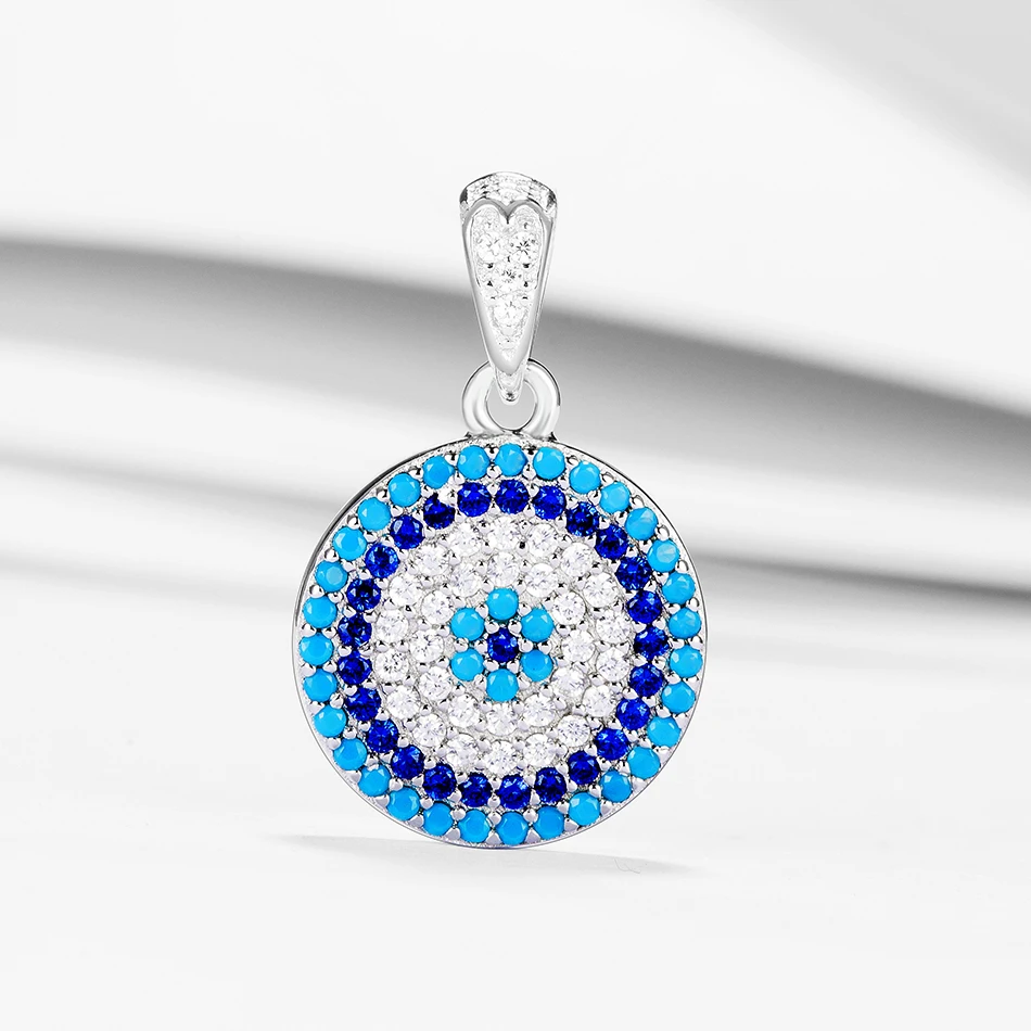 

Fashion Jewelry 925 Sterling Silver Lucky Eye Pendant Cubic Zirconia Blue Eye Pendant fit Chain Necklace for Women Jewelry Gift