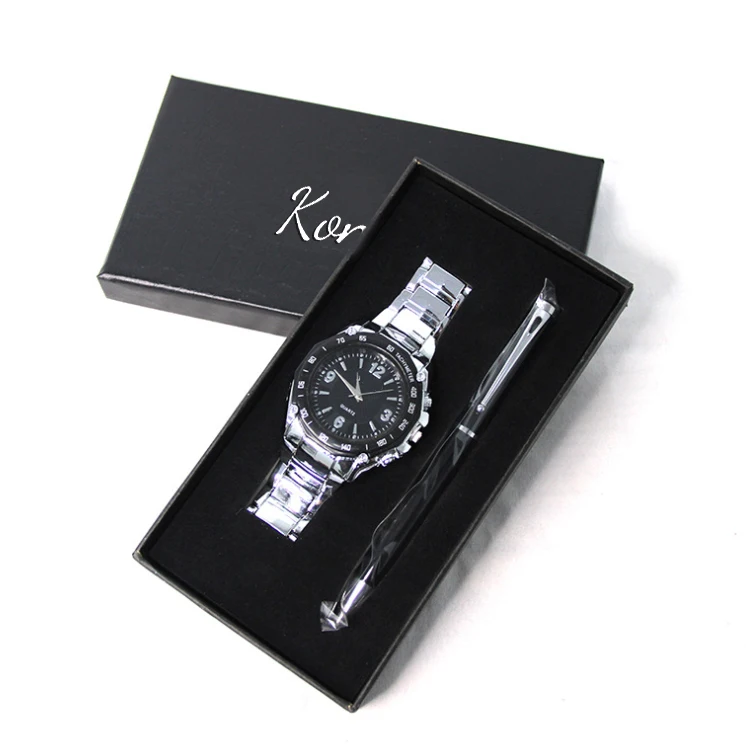 

Exquisite Minimalist business 2 piece set pen mens stainless steel watches men watch gift set