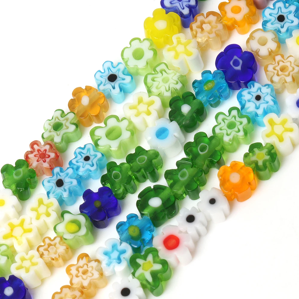 

Wholesale 6/8MM Colorful Millefiori Lampwork Flower Shape Loose Glass Beads for DIY Jewelry Making