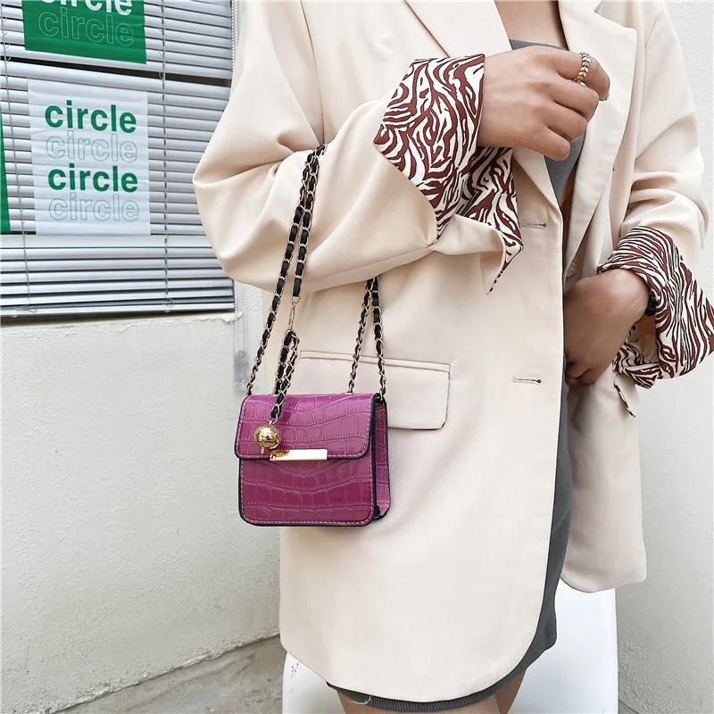 

2021 New Lock Crossbody Borse Stone Pattern Small Square Bolso Mini Beg Monedero Ledis Bag Women Handbags, Picture color