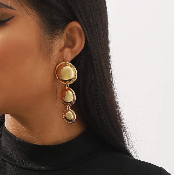 

Punk Big geometry circle Pendant Drop Earrings for Women Korean Fashion gold and silver Dangle Earring Jewelry