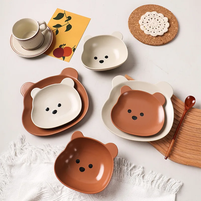 

Pet Single Bowl Cute Bear Ceramic Dog Bowl Anti-tipping Cat Plate Rice Bowl