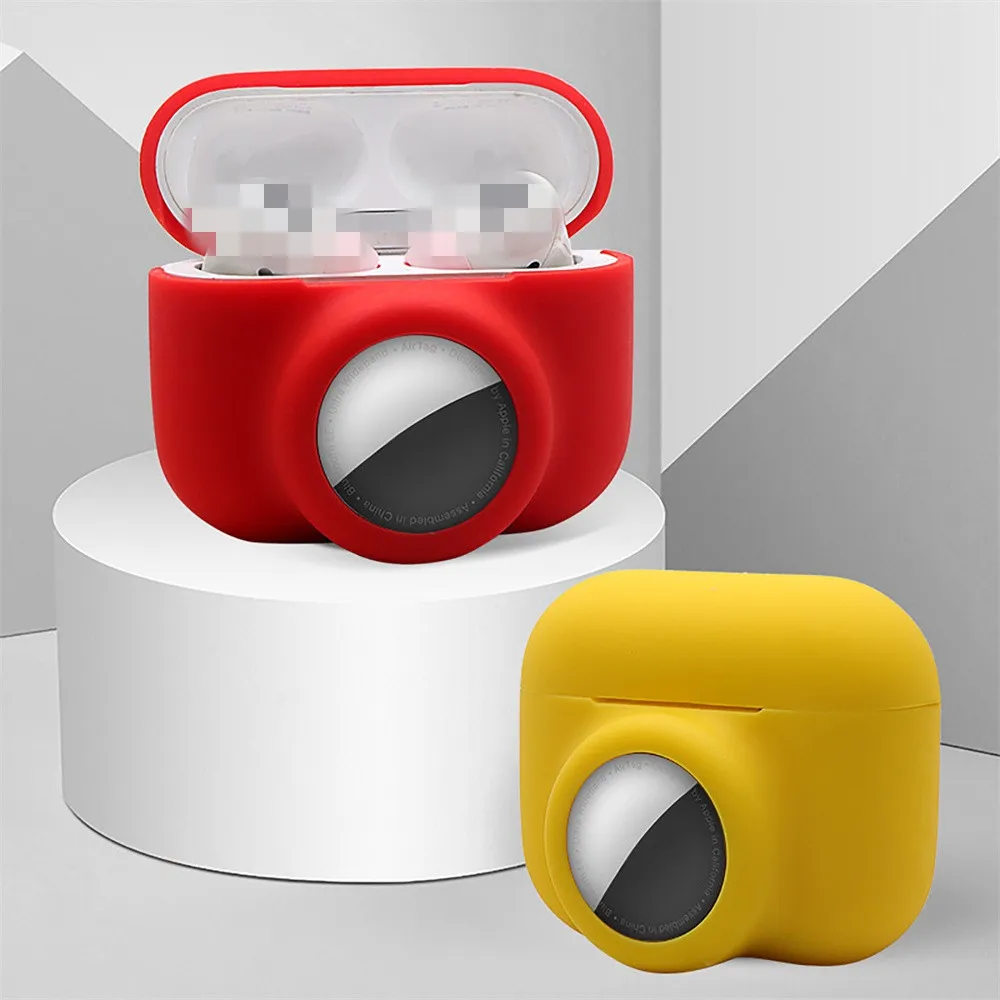 

2-in-1 Locator Wireless Earphone Anti-fall Silicone Protective Sleeve Case for AirTag & Airpods Pro, Yellow, purple, orange etc.