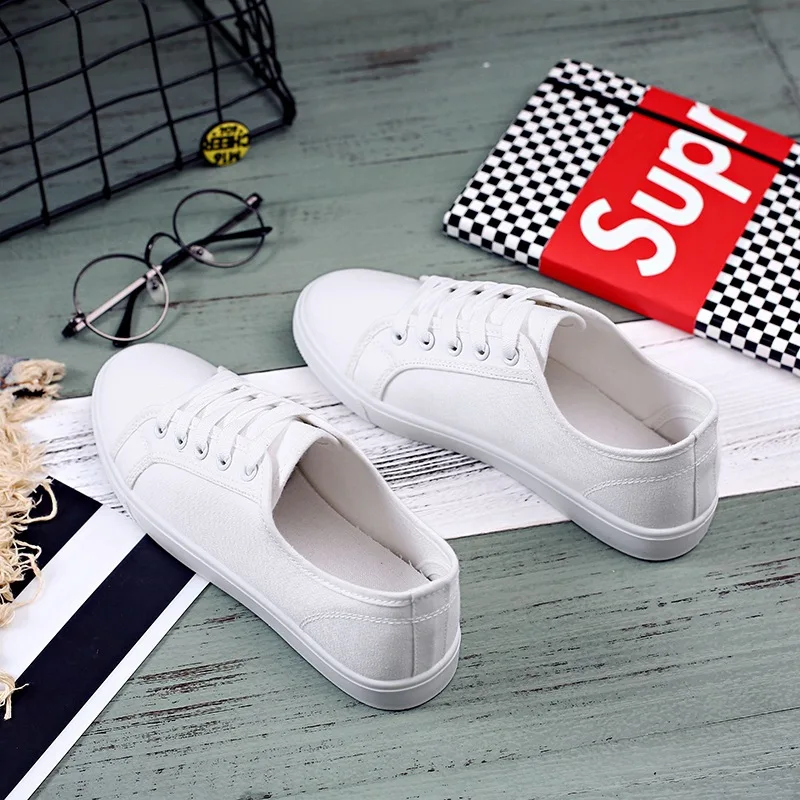 

2020 New fashion Students' low top literary and artistic small white shoes and white canvas shoes Casual shoes, Black