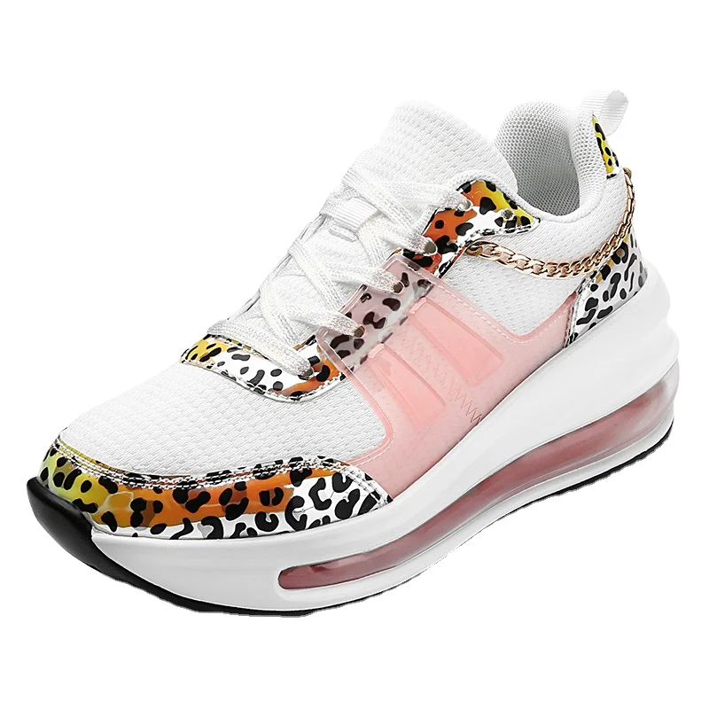 

YT Hot sale Reflective Leopard Print Casual Sports Heightening Shoes women 34-39