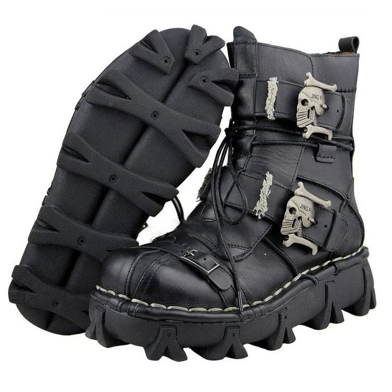 

motorcycle Men's shoes Combs Leather Combat Boot