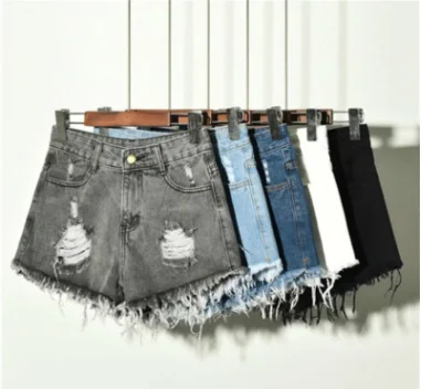 

Summer Sexy Hot Shorts Washed Jeans Ripped Denim Shorts High Waist Women Short Jeans