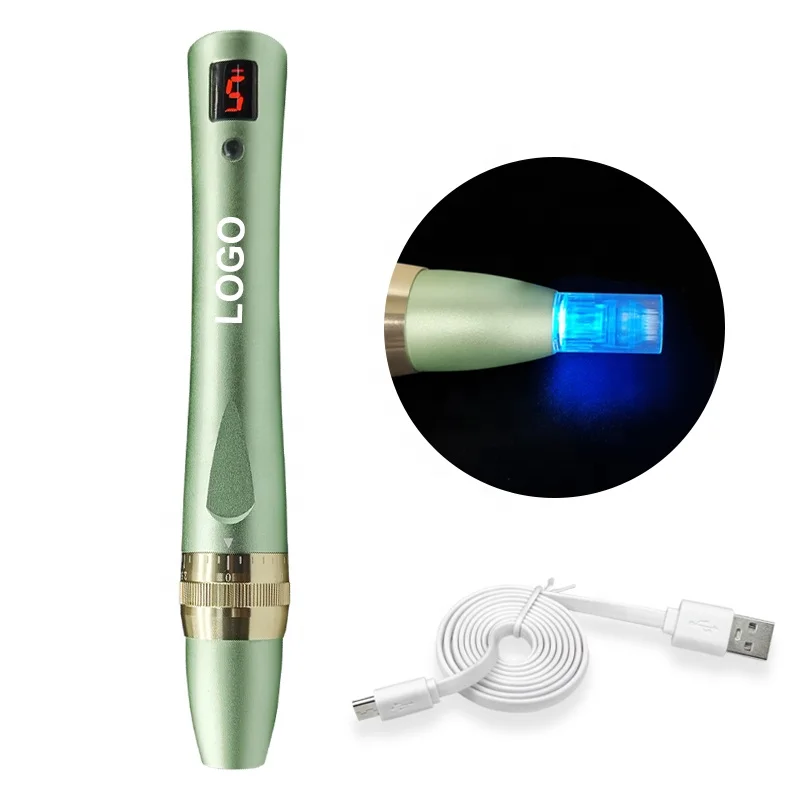 

7 Color Led Wireless Microneedling Electric Aguja Microneedle Cartuchos Dermal Filler Agujas Professional Needles Dermapen, Light green