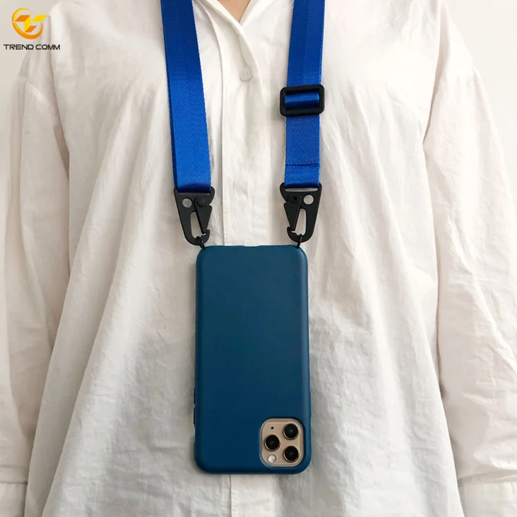 

Mobile Phone Accessories For iPhone 11 Pro Nylon String Solid Color TPU Crossbody Phone Case, Many color for you choose