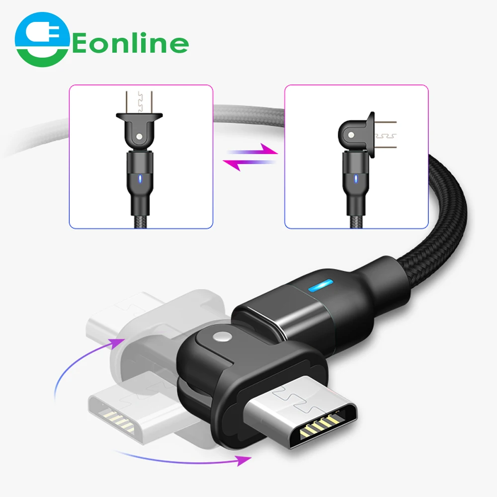 

0.5M 1M 2M 180 Degree Magnetic Micro USB Cable For Samsung Mobile Phone Fast Charging USB Type C Cable Magnet Charger Wire Cord, Black, purple , red