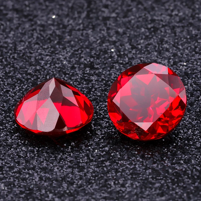 

Round brilliant cut 6.5mm ready stock lab grown ruby blood red ruby