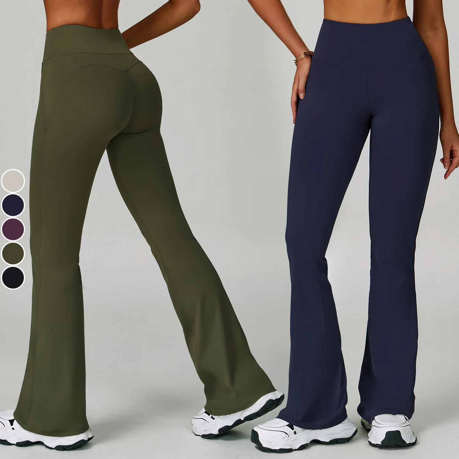 Custom Logo Women High Waist Yoga Bell-Bottoms Sports Yoga Pants Breathable Running Workout Casual Tight Gym Flared Pants