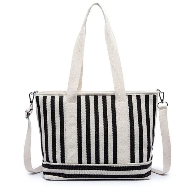 

Wholesales promotion shopping woman stripe tote bag shoulder canvas handbag, As picture or custom