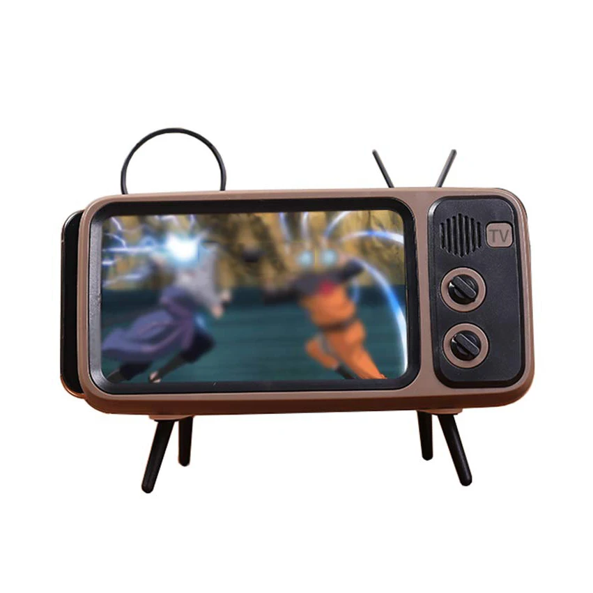 

Desktop Bracket Desk Mount, Retro TV Style Stand Mobile Phone Holder With Speaker Function//