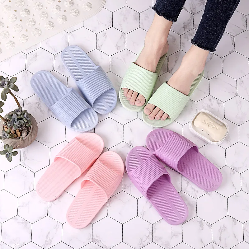 

2020 Hot sale indoor outdoor house slippers for women non-slip PVC plastic house slippers, Purple / pink / light blue / dark blue / black / grey / green