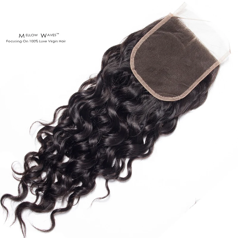 

Mellow Waves 2021hotsale Human Hair 4x4 lace Closure Natural Black Color Brazilian Straight hair for black women