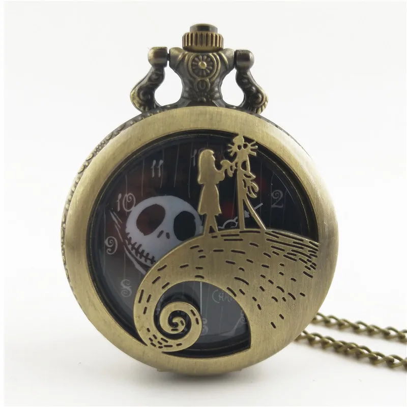 

The Nightmare Before Christmas Theme Pendant Watches Fashion Vintage Hollow Quartz Pocket Watch (KWT2212), As the picture