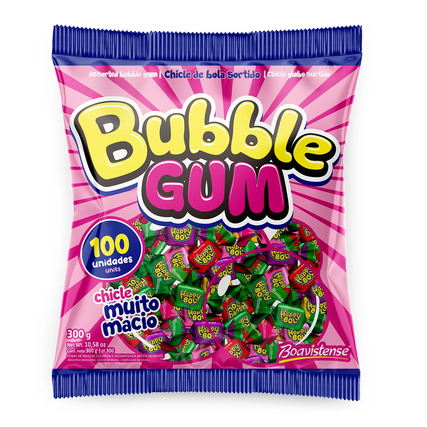 65626 - Bubble Gum Assorted Chewing Gum 3g 34x100un.