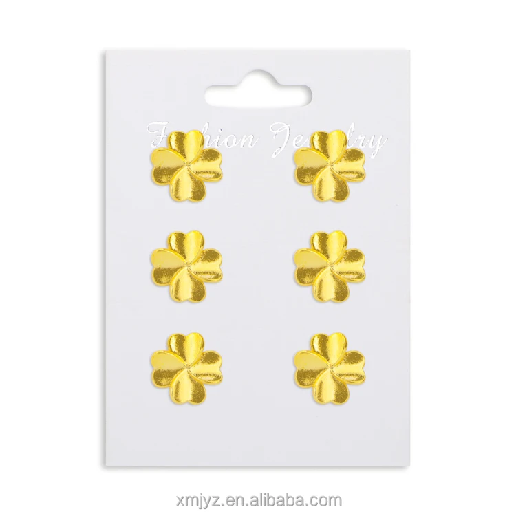 

Japan And South Korea Fashion Four-Leaf Clover Glossy Brass Earrings 18K Gold-Plated Female Lucky Clover Ear Jewelry Wholesale
