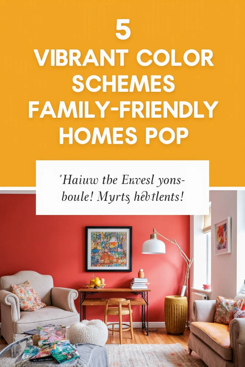 Rainbow-colored family room with color-blocked storage shelves and furniture