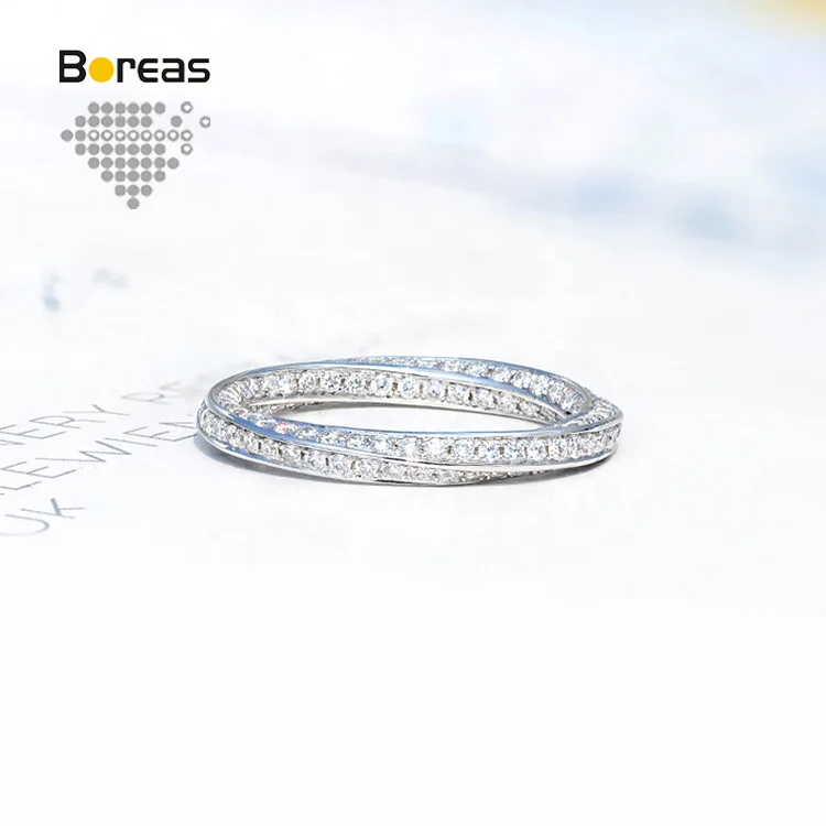 

Boreas 18K White Gold Rose Gold Lab Grown Diamond Eternity Rings Unisex CVD HPHT in DEF VS TW1ct Platinum Offset for Women