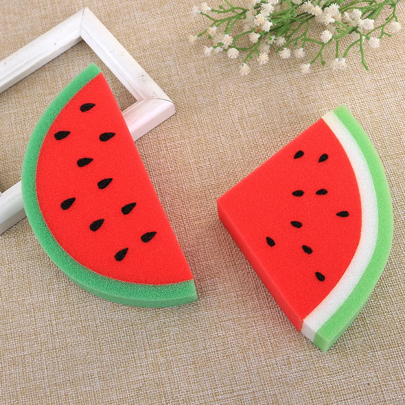 

2021 HotSale Baby Sponge Cute Bath Sponge Fruit Lovely Body Brush Soft Exfoliating Watermelon Bathing Scrubber Kids Bath Sponges, Red+green