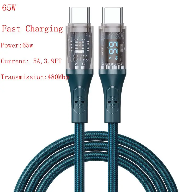 

Mobile Phone Fast Charging Usb Type C Charging With Led Usb C Cable 65W Data Cable Usb Cable