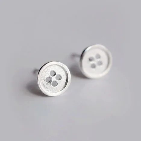 

REETI 925 sterling silver buttons Stud Earrings for Women Elegant Wedding Jewelry pendientes, Silver color