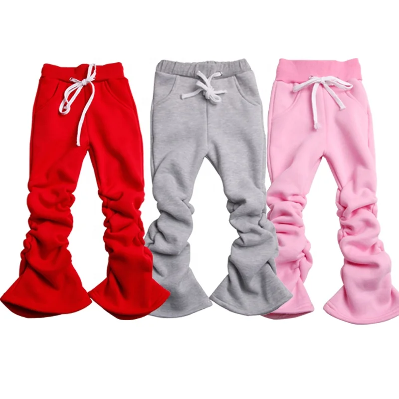 

Boutique Fall Baby Girls Kids Solid Color Stacked Leggings Folded Jogger Pants For Women Sweatpants, As picture