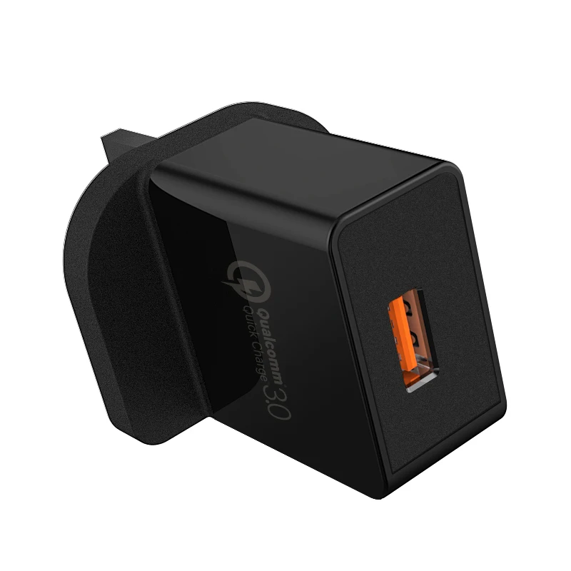 
Wholesale phone charger head qc3.0 fast charging head black/white usb phone charger head for UK 