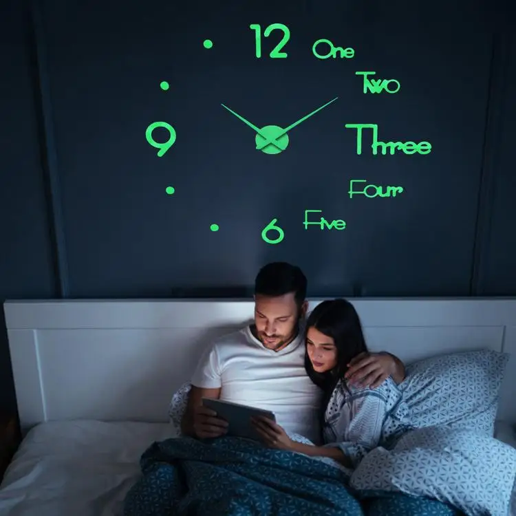 

Night Light Clock 3D DIY Frameless Wall Decoration Clock Creative Luminous 3D DIY Wall Clock Oversized Acrylic Living Room