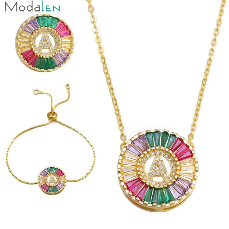 

Modalen Brass Micro Pave Quartz Crystal Custom Gold Letter Initial Pendant